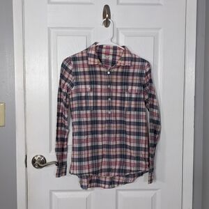 Madewell Plaid Coastal Cowgirl Grey and Red‎ Button Down Utility Shirt Size S
